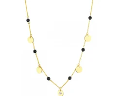 Naszyjnik z żółtego złota z brylantem i agatami - 45 cm - próba 375