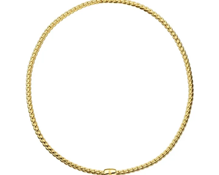 Naszyjnik z żółtego złota z brylantem - 43 cm - 0,01 ct - próba 750