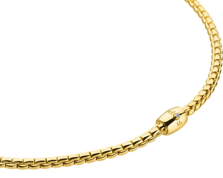 Naszyjnik z żółtego złota z brylantem - 43 cm - 0,01 ct - próba 750