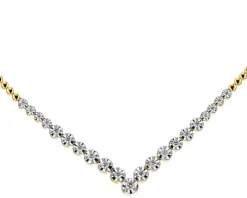 Naszyjnik z żółtego złota z brylantami - 43 cm - 0,47 ct - próba 585