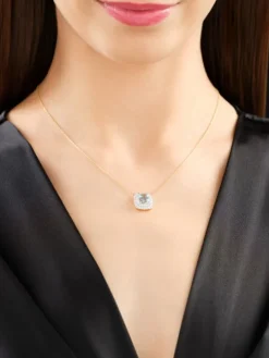 Naszyjnik z żółtego złota z brylantami i akwamarynem - próba 585