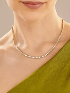 Naszyjnik z żółtego złota z brylantami - 43 cm, - 0,80 ct - próba 585