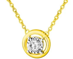 Naszyjnik z żółtego złota z brylantem - 0,10 ct - próba 585