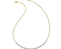 Naszyjnik z żółtego złota z brylantami - 43 cm - 0,86 ct - próba 585