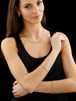 Naszyjnik z żółtego złota z brylantami - 43 cm - 0,86 ct - próba 585