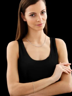 Naszyjnik z żółtego złota z brylantami - 45 cm - 0,87 ct - próba 585