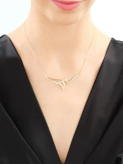 Naszyjnik z żółtego złota z brylantami - 0,15 ct - próba 585