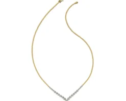 Naszyjnik z żółtego złota z brylantami - 45 cm - 0,47 ct - próba 585