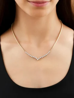 Naszyjnik z żółtego złota z brylantami - 45 cm - 0,47 ct - próba 585