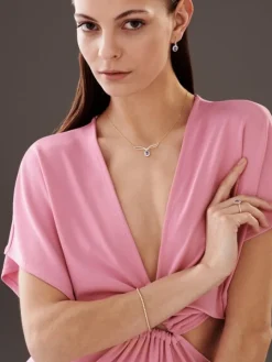 Naszyjnik z żółtego złota z brylantami i tanzanitem - próba 585