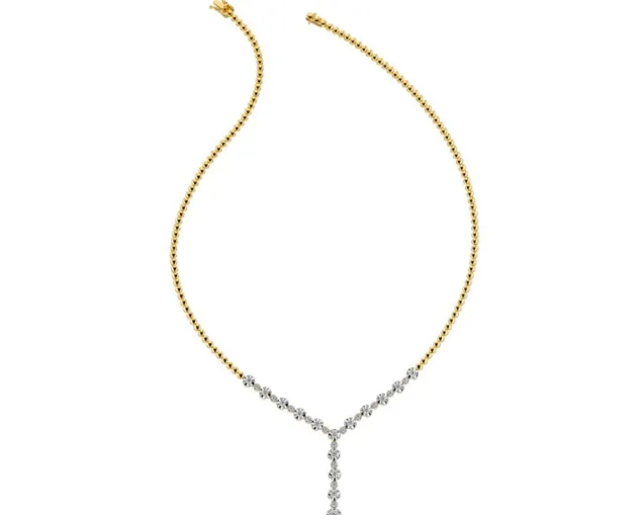 Naszyjnik z żółtego złota z brylantami - 45 cm - 1,03 ct - próba 585