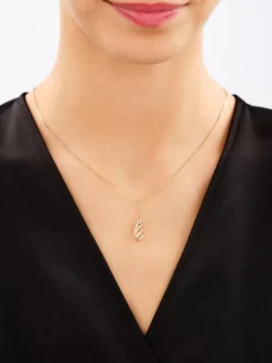 Naszyjnik z żółtego złota z brylantem - 0,003 ct - próba 375