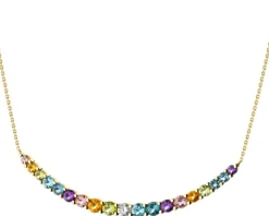 Naszyjnik z żółtego złota z brylantem i kamieniami ozdobnymi - próba 375