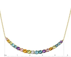 Naszyjnik z żółtego złota z brylantem i kamieniami ozdobnymi - próba 375