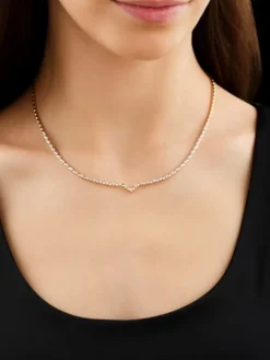 Naszyjnik z żółtego złota z brylantami - 43 cm - 0,27 ct - próba 585