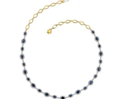 Naszyjnik z żółtego złota z brylantami i szafirami - próba 585