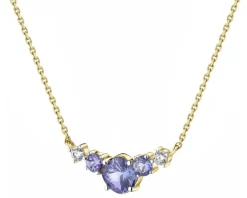 Naszyjnik z żółtego złota z brylantami i tanzanitami - próba 585