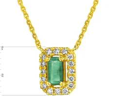 Naszyjnik z żółtego złota z brylantami i szmaragdem - próba 585
