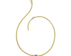 Naszyjnik z żółtego złota z brylantami - 43 cm - 0,18 ct - próba 750