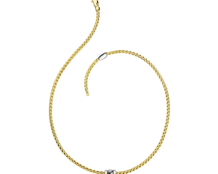 Naszyjnik z żółtego złota z brylantami - 43 cm - 0,18 ct - próba 750