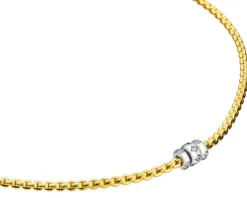 Naszyjnik z żółtego złota z brylantami - 43 cm - 0,18 ct - próba 750