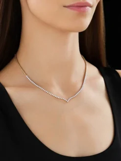 Naszyjnik z żółtego złota z brylantami - 45 cm - 0,66 ct - próba 585