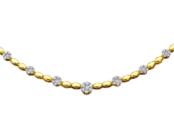 Naszyjnik z żółtego złota z brylantami - 0,63 ct - próba 585