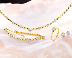 Naszyjnik z żółtego złota z brylantami - 0,63 ct - próba 585