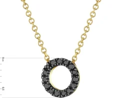 Naszyjnik z żółtego złota z czarnymi diamentami - 0,06 ct - próba 375