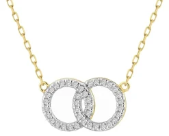 Naszyjnik z żółtego złota z diamentami - koła - 0,09 ct - próba 585