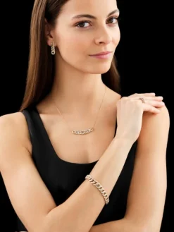 Naszyjnik z żółtego złota z diamentami - 0,33 ct - próba 585