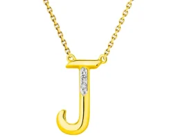 Naszyjnik z żółtego złota z diamentami - litera J - 0,006 ct - próba 375