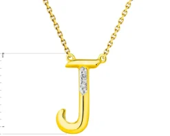 Naszyjnik z żółtego złota z diamentami - litera J - 0,006 ct - próba 375