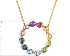 Naszyjnik z żółtego złota z diamentem i kamieniami ozdobnymi - próba 375