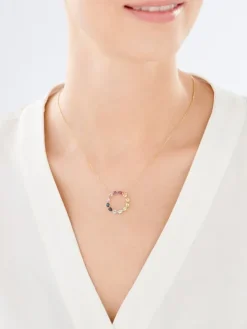 Naszyjnik z żółtego złota z diamentem i kamieniami ozdobnymi - próba 375