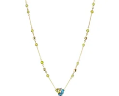 Naszyjnik z żółtego złota z diamentem, peridotami i topazami - próba 375