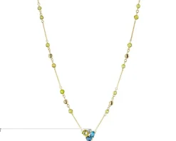 Naszyjnik z żółtego złota z diamentem, peridotami i topazami - próba 375