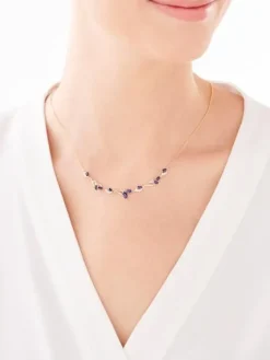 Naszyjnik z żółtego złota z diamentami i szafirami syntetycznymi - próba 375