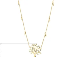 Naszyjnik z żółtego złota z diamentami - drzewko - 0,01 ct - próba 585