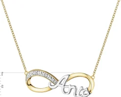 Naszyjnik z żółtego złota z diamentami - Ania, nieskończoność - 0,01 ct - próba 375