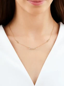 Naszyjnik z żółtego złota z diamentami - 0,10 ct - próba 585