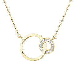 Naszyjnik z żółtego złota z diamentami - koła - 0,02 ct - próba 375