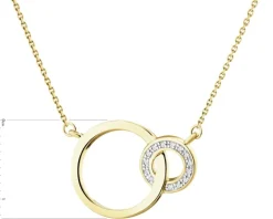 Naszyjnik z żółtego złota z diamentami - koła - 0,02 ct - próba 375