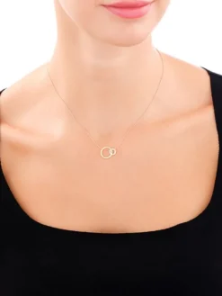 Naszyjnik z żółtego złota z diamentami - koła - 0,02 ct - próba 375