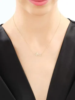 Naszyjnik z żółtego złota z diamentem - Asia - 0,005 ct - próba 375