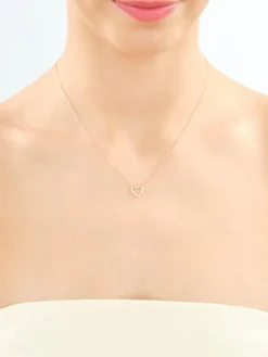 Naszyjnik z żółtego złota z diamentami - serce - 0,02 ct - próba 585