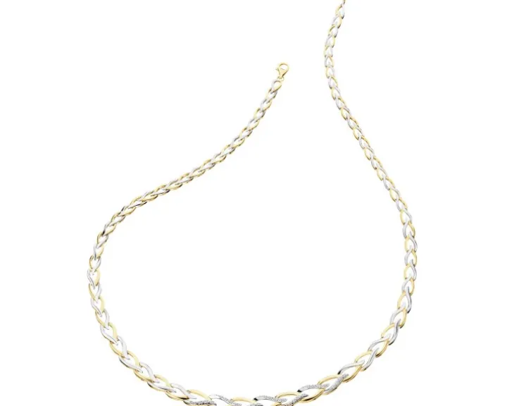 Naszyjnik z żółtego złota z diamentami - 0,10 ct - próba 585