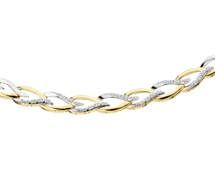 Naszyjnik z żółtego złota z diamentami - 0,10 ct - próba 585