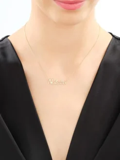 Naszyjnik z żółtego złota z diamentem - Natalia - 0,005 ct - próba 375