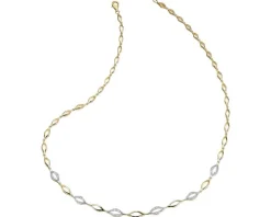 Naszyjnik z żółtego złota z diamentami - 45 cm, - 0,10 ct - próba 585